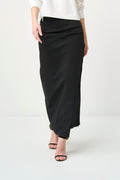 Smooth Gather Knit Skirt - BLACK