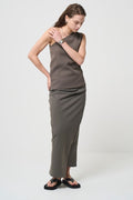 RESTOCK! Smooth Gather Knit Skirt - TAUPE