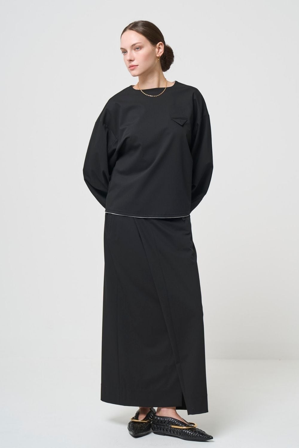 Mannish Pocket Tops - BLACK