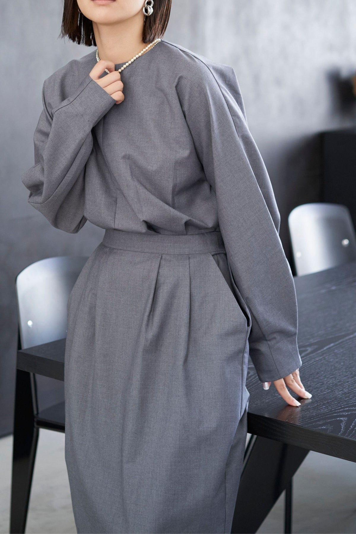 Rhombus Cocoon One piece - GRAY