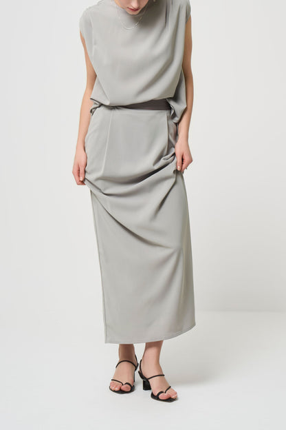 2way Long Straight Skirt - PISTACHIO GREEN