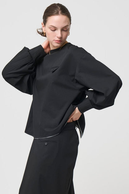 Mannish Pocket Tops - BLACK