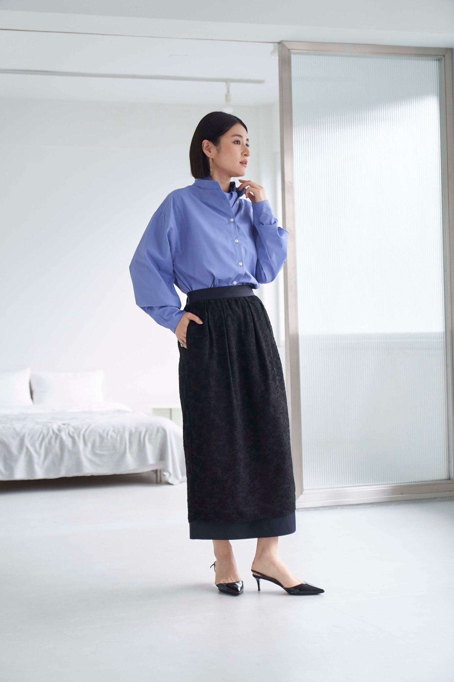 Rain Jacquard Skirt - BLACK