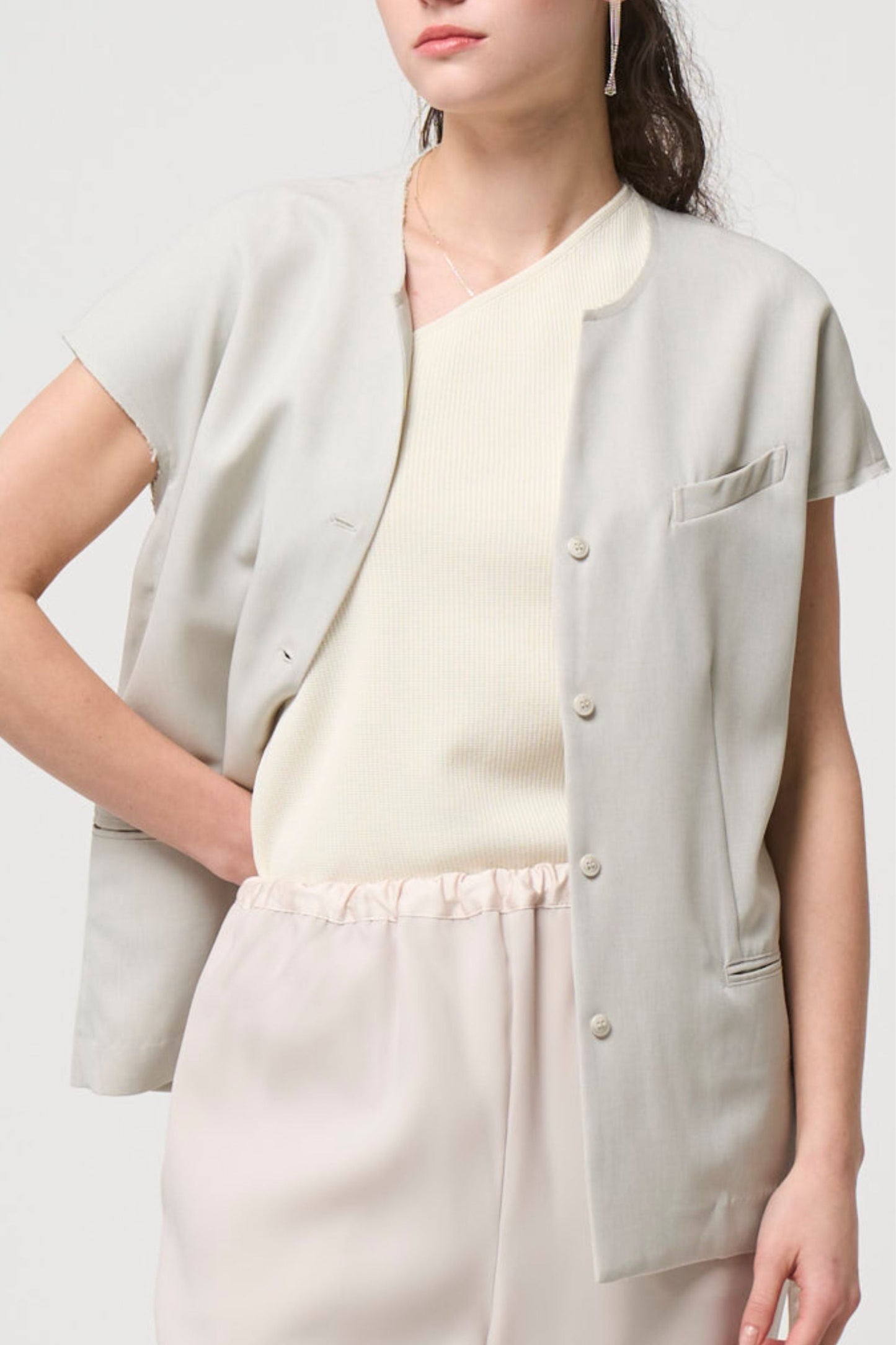 Short Sleeves Shirts Jacket - BEIGE