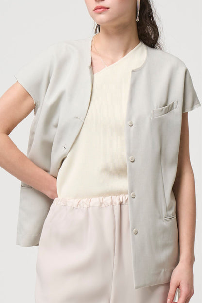 Short Sleeves Shirts Jacket - BEIGE