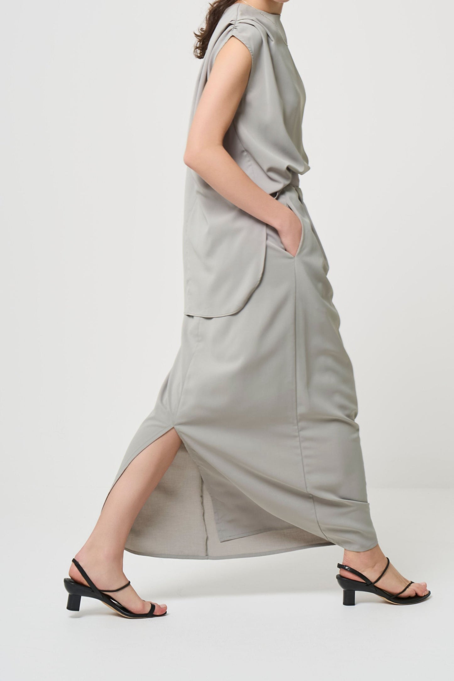 2way Long Straight Skirt - PISTACHIO GREEN