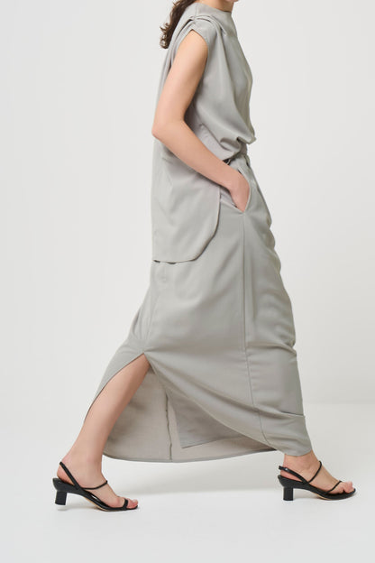 2way Long Straight Skirt - PISTACHIO GREEN
