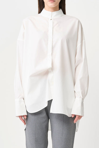 STAND-UP COLLAR OVER SHIRT - WHITE