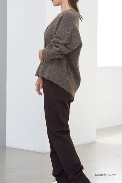 Shaggy Cardigan - BROWN