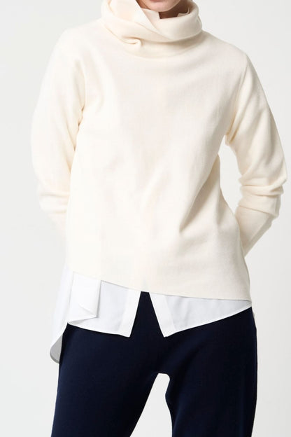 STAND-UP COLLAR OVER SHIRT - WHITE