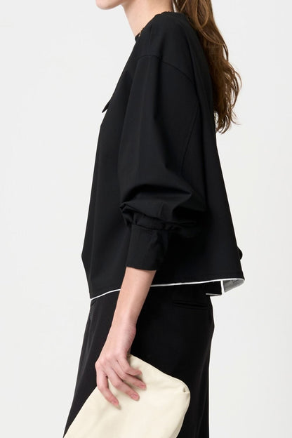 Mannish Pocket Tops - BLACK