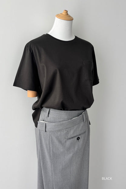 Minimal Pocket Silket T-shirts - BLACK・WHITE・DARK GRAY