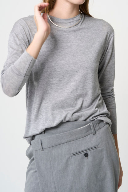 2way Sheer back open T-shirt - GRAY
