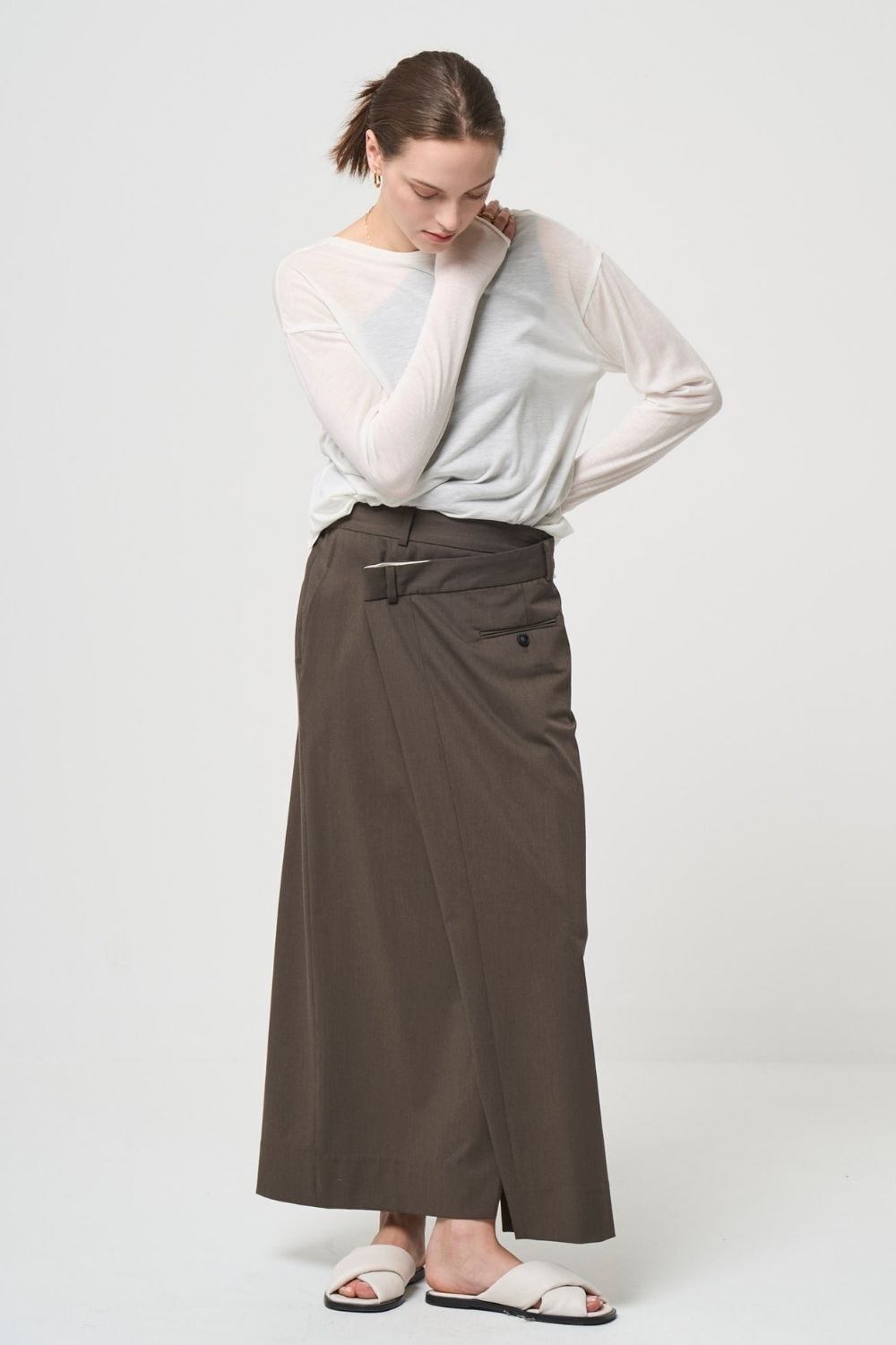 2way Sheer back open T-shirt - WHITE