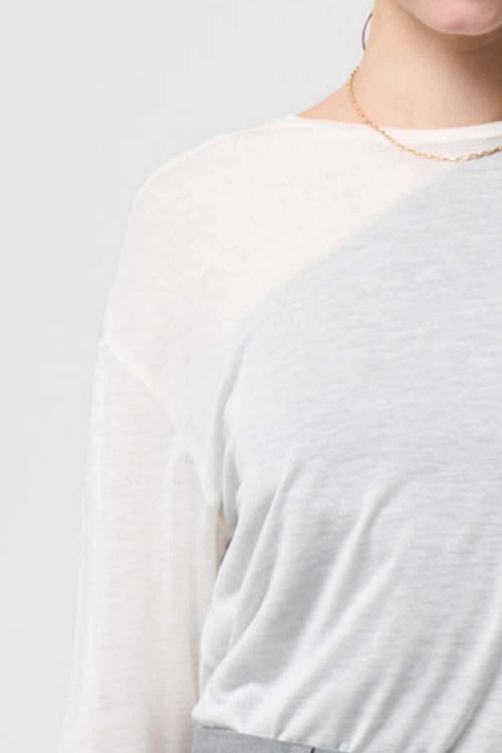 2way Sheer back open T-shirt - WHITE