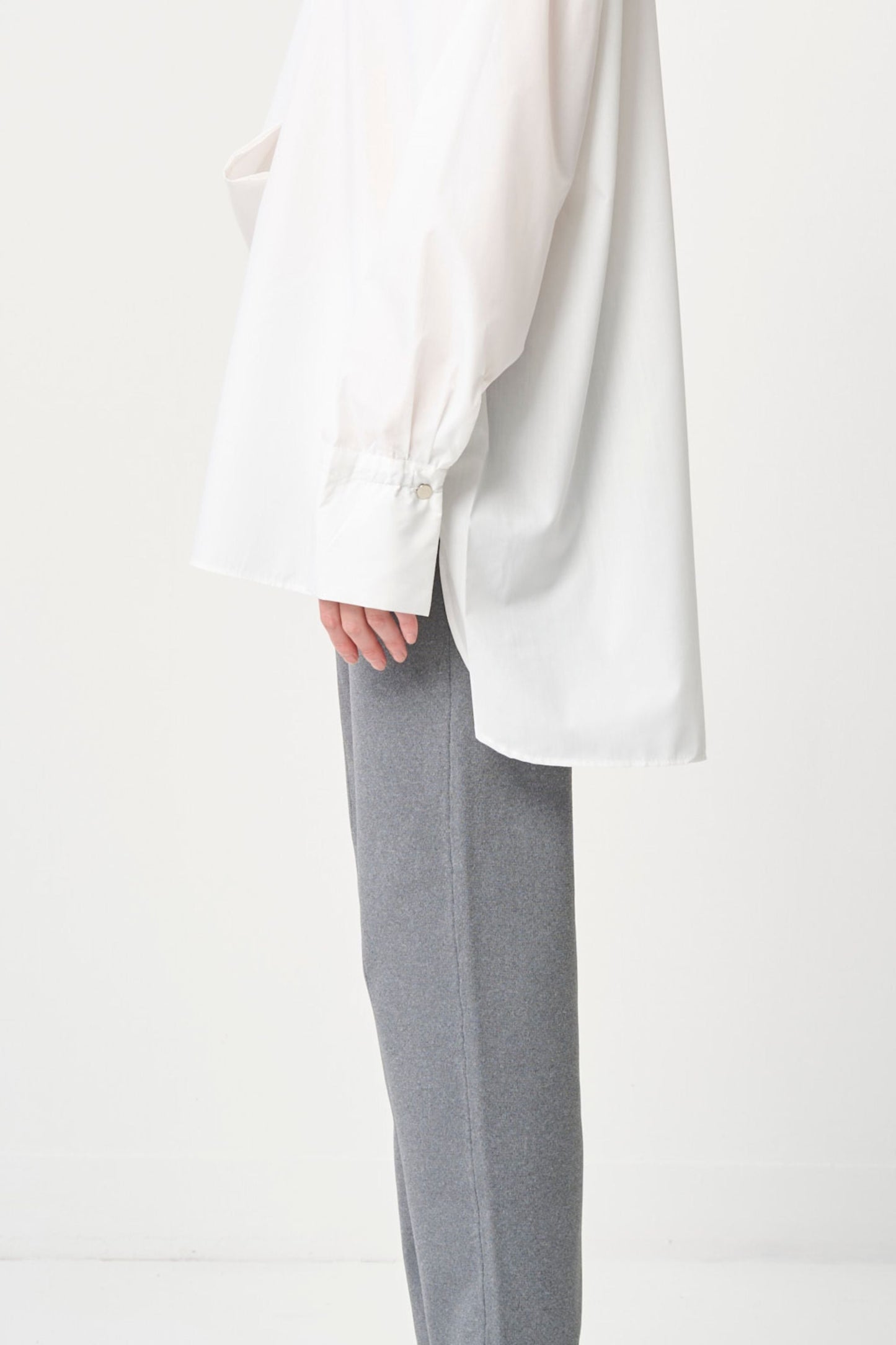 STAND-UP COLLAR OVER SHIRT - WHITE
