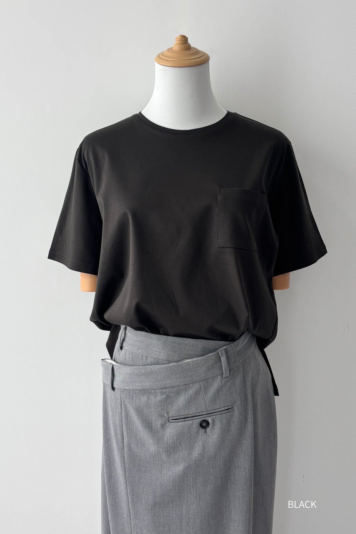Minimal Pocket Silket T-shirts - BLACK・WHITE・DARK GRAY