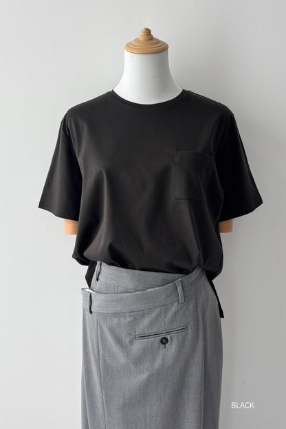 Minimal Pocket Silket T-shirts - BLACK・WHITE・DARK GRAY