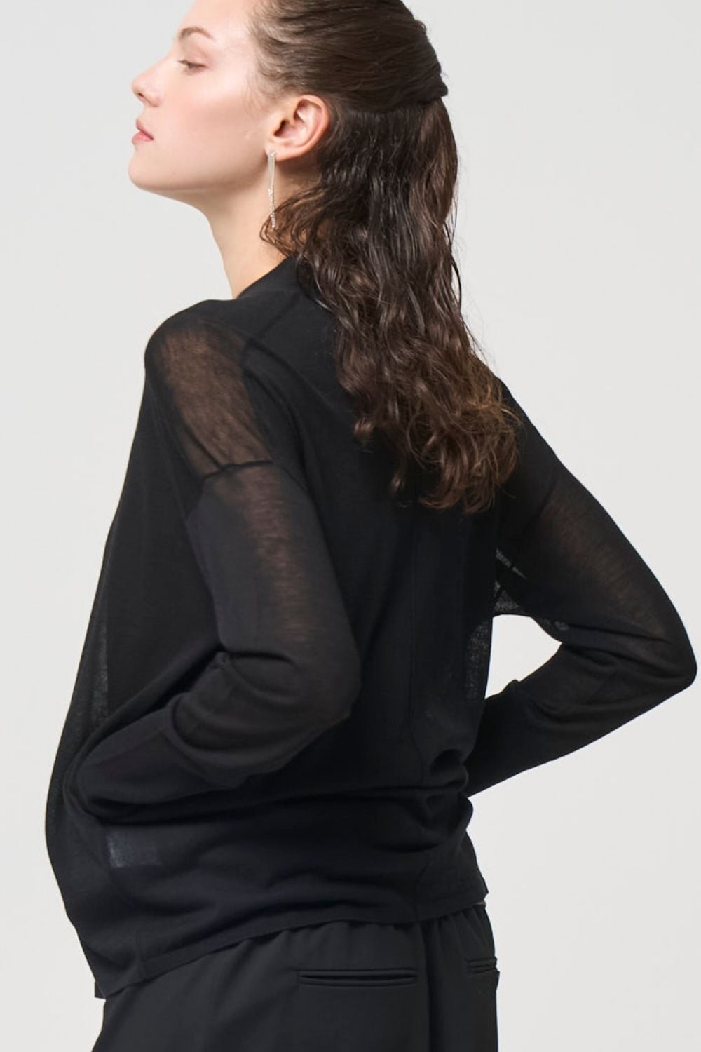 Breathable Cotton Cardigan - BLACK