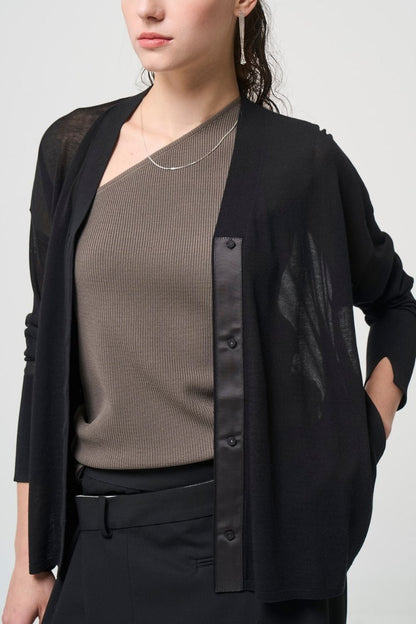 Breathable Cotton Cardigan - BLACK