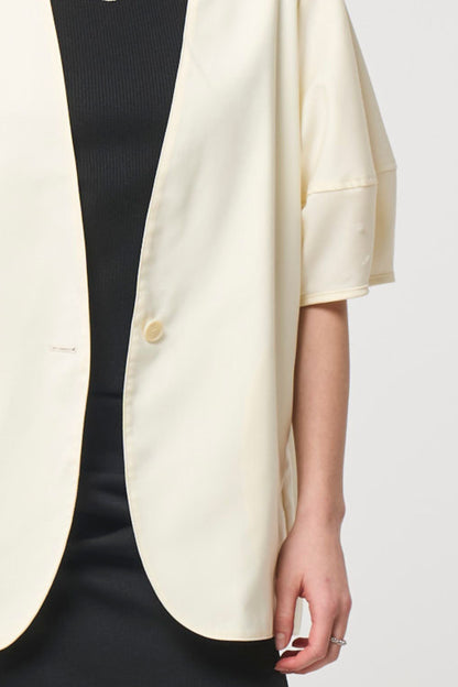 Short Sleeves Cubic Jacket - WHITE