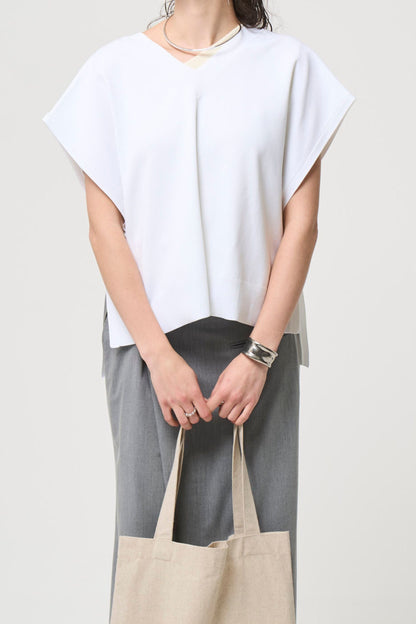 2way Spring Knit Poncho - WHITE