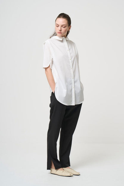 2way Collar Blouse - WHITE