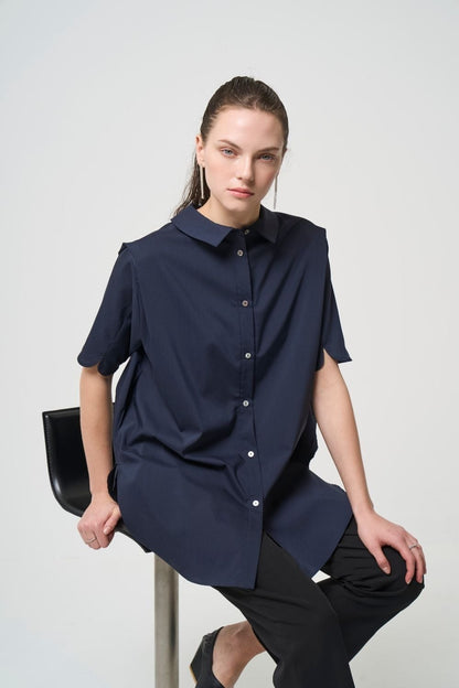 2way Collar Blouse - NAVY