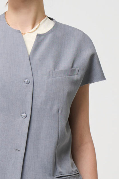 Short Sleeves Shirts Jacket - GRAY