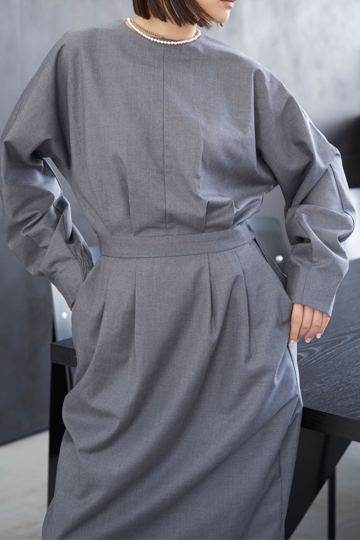 Rhombus Cocoon One piece - GRAY