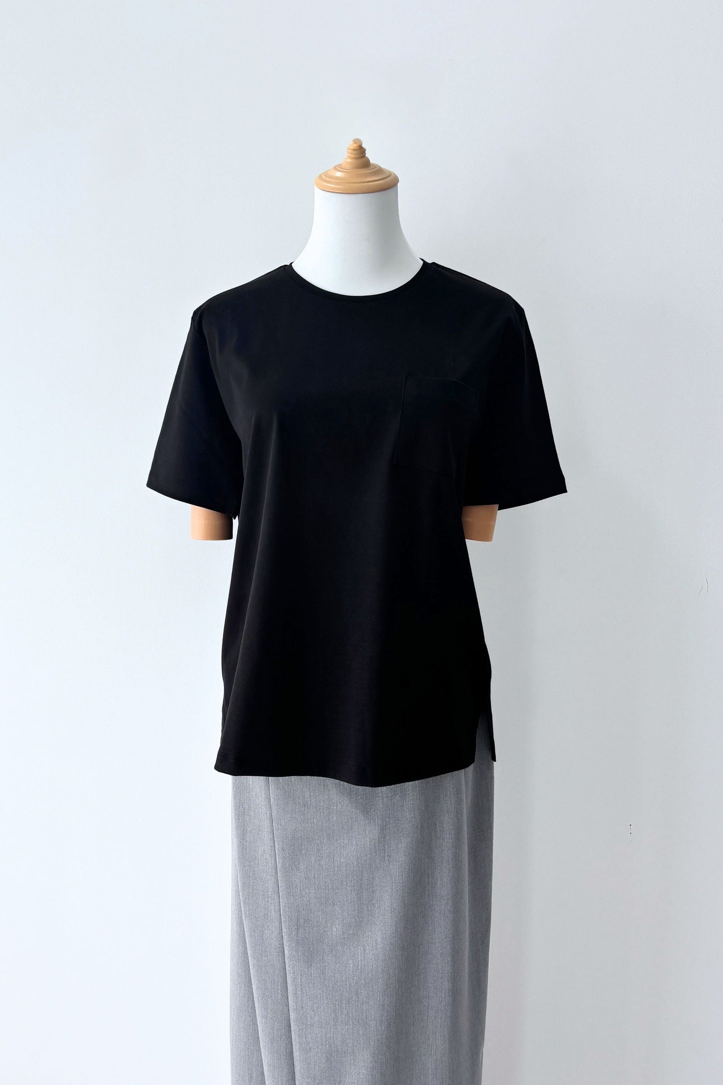 Minimal Pocket Silket T-shirts - BLACK・WHITE・DARK GRAY