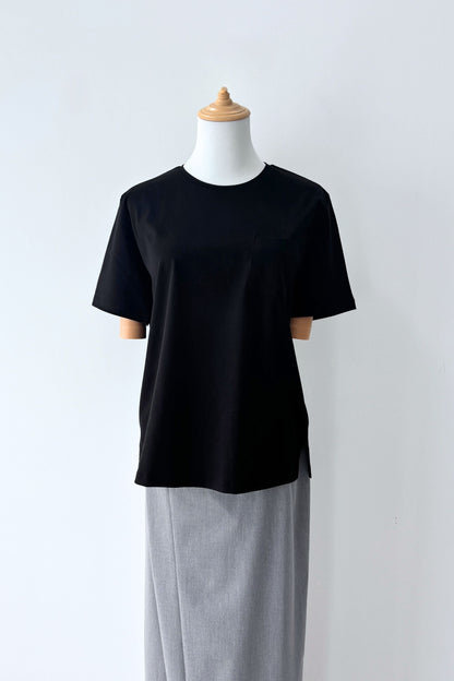 Minimal Pocket Silket T-shirts - BLACK・WHITE・DARK GRAY