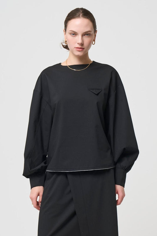 Mannish Pocket Tops - BLACK