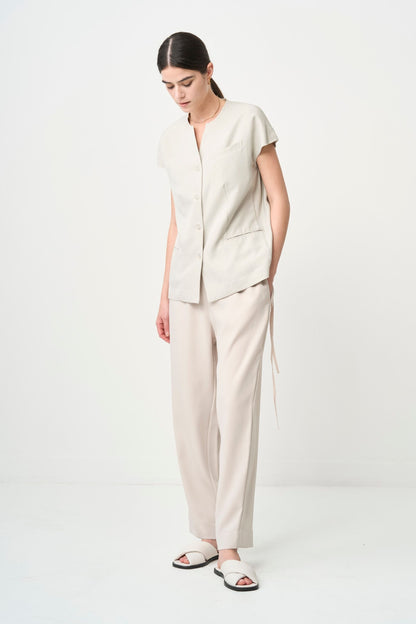 Short Sleeves Shirts Jacket - BEIGE