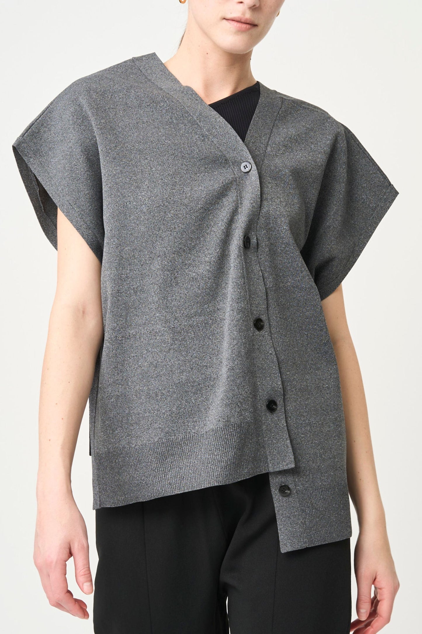 2way Spring Knit Poncho - GRAY