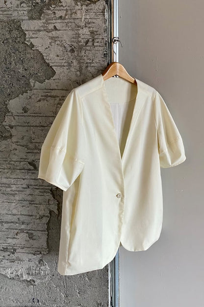Short Sleeves Cubic Jacket - WHITE