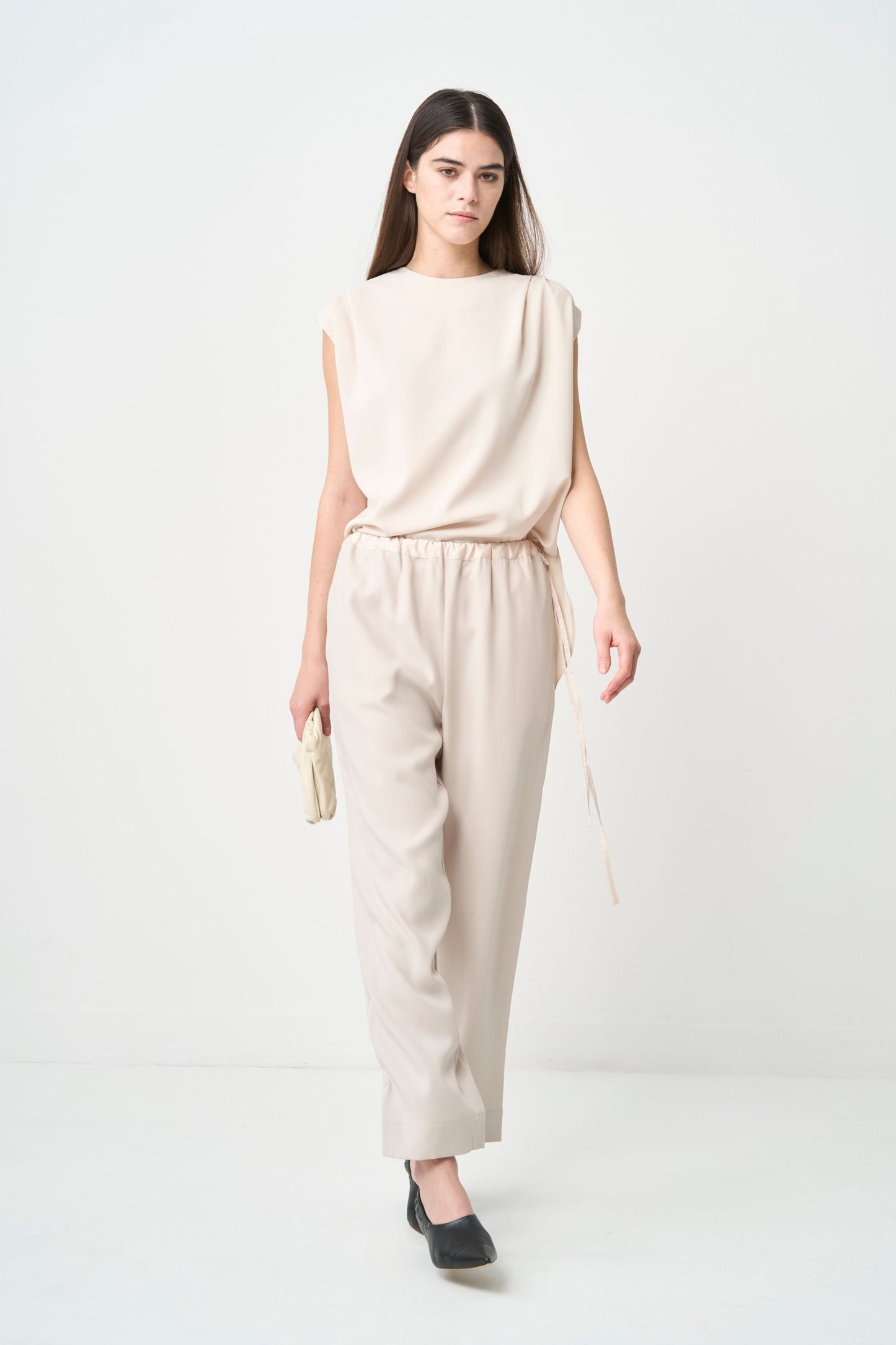 Shoulder Gather Pullover - ECRU
