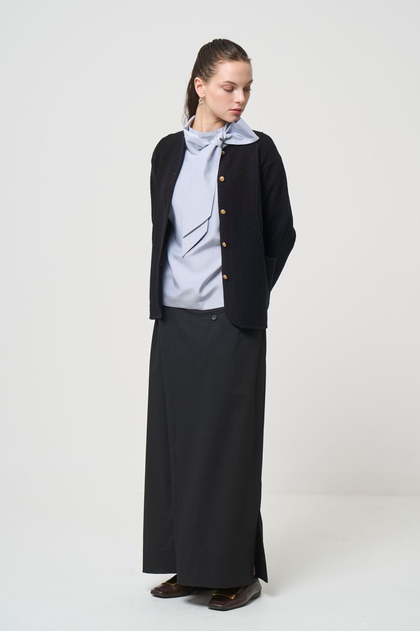Ribbon Blouse - ICE GRAY