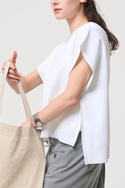 2way Spring Knit Poncho - WHITE