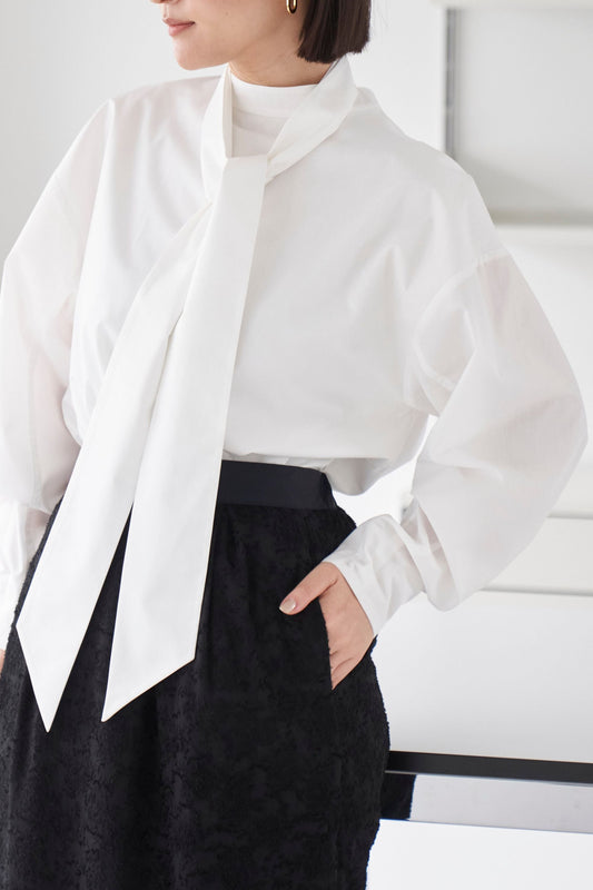 Ribbon Blouse - WHITE