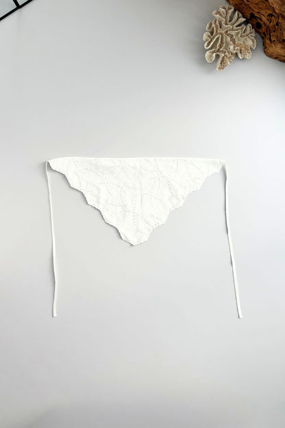 Cotton Lace Triangle Scarf - BLACK・WHITE