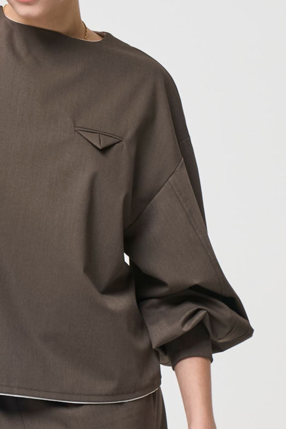 Mannish Pocket Tops - BROWN