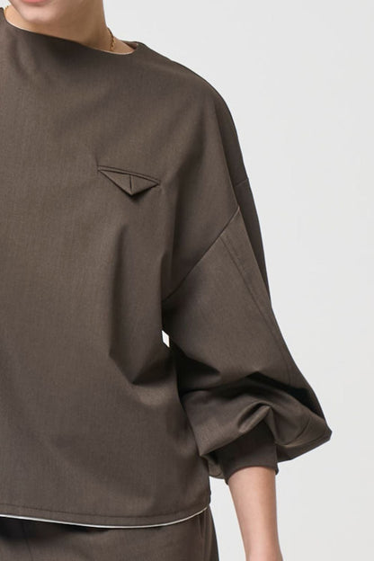 Mannish Pocket Tops - BROWN