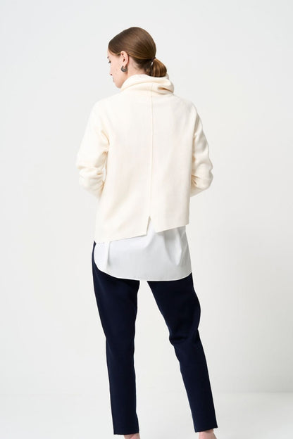 STAND-UP COLLAR OVER SHIRT - WHITE