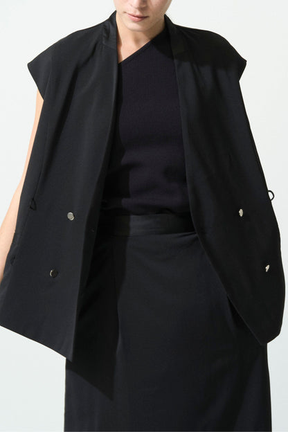 2way Long Straight Skirt - BLACK