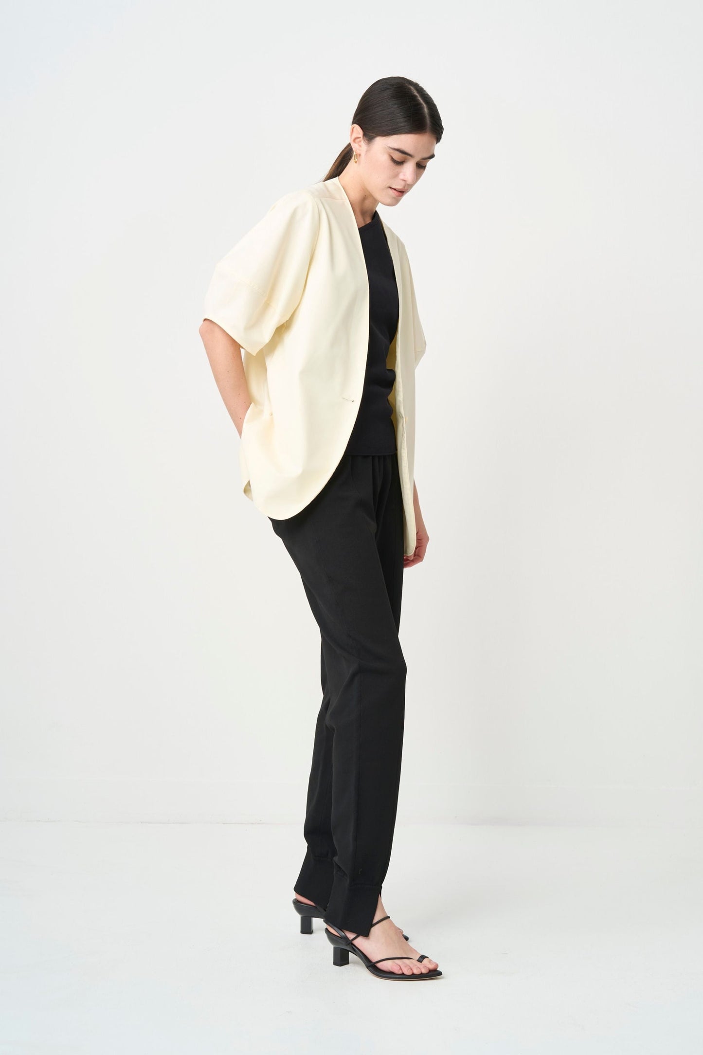 Short Sleeves Cubic Jacket - WHITE