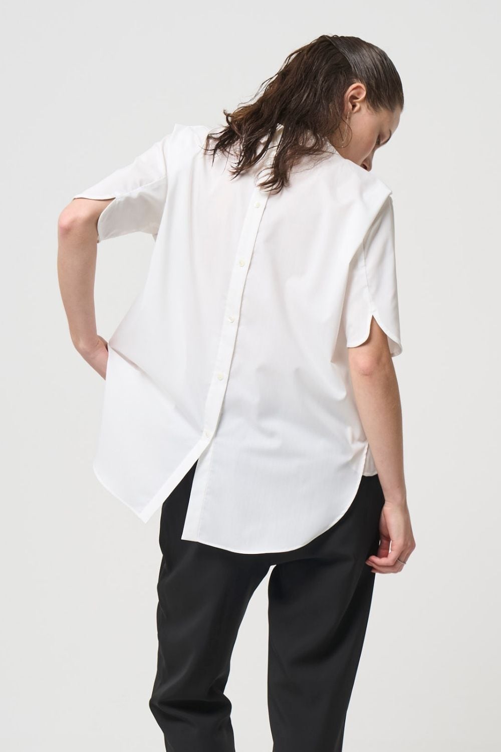 2way Collar Blouse - WHITE