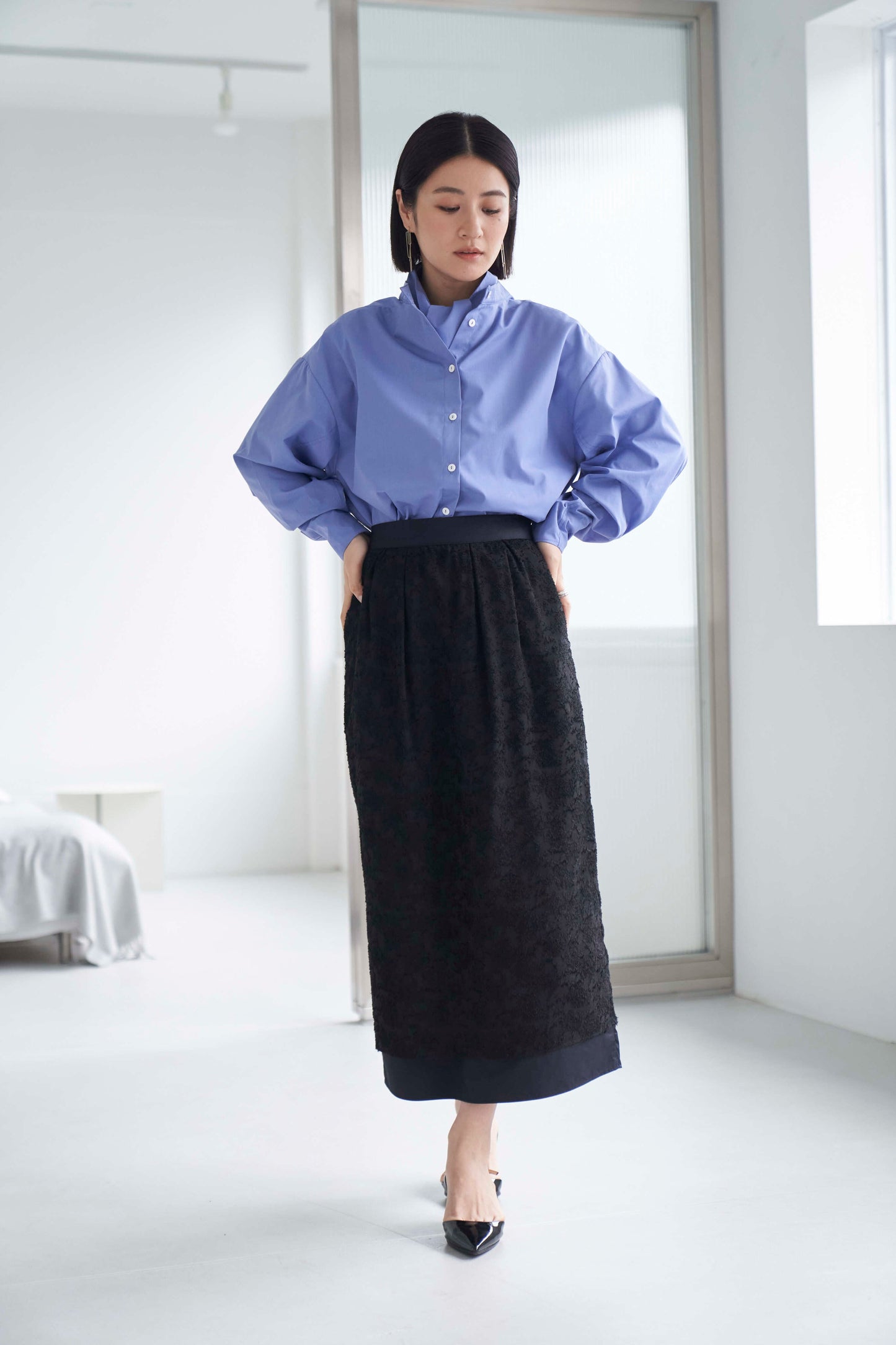 Rain Jacquard Skirt - BLACK