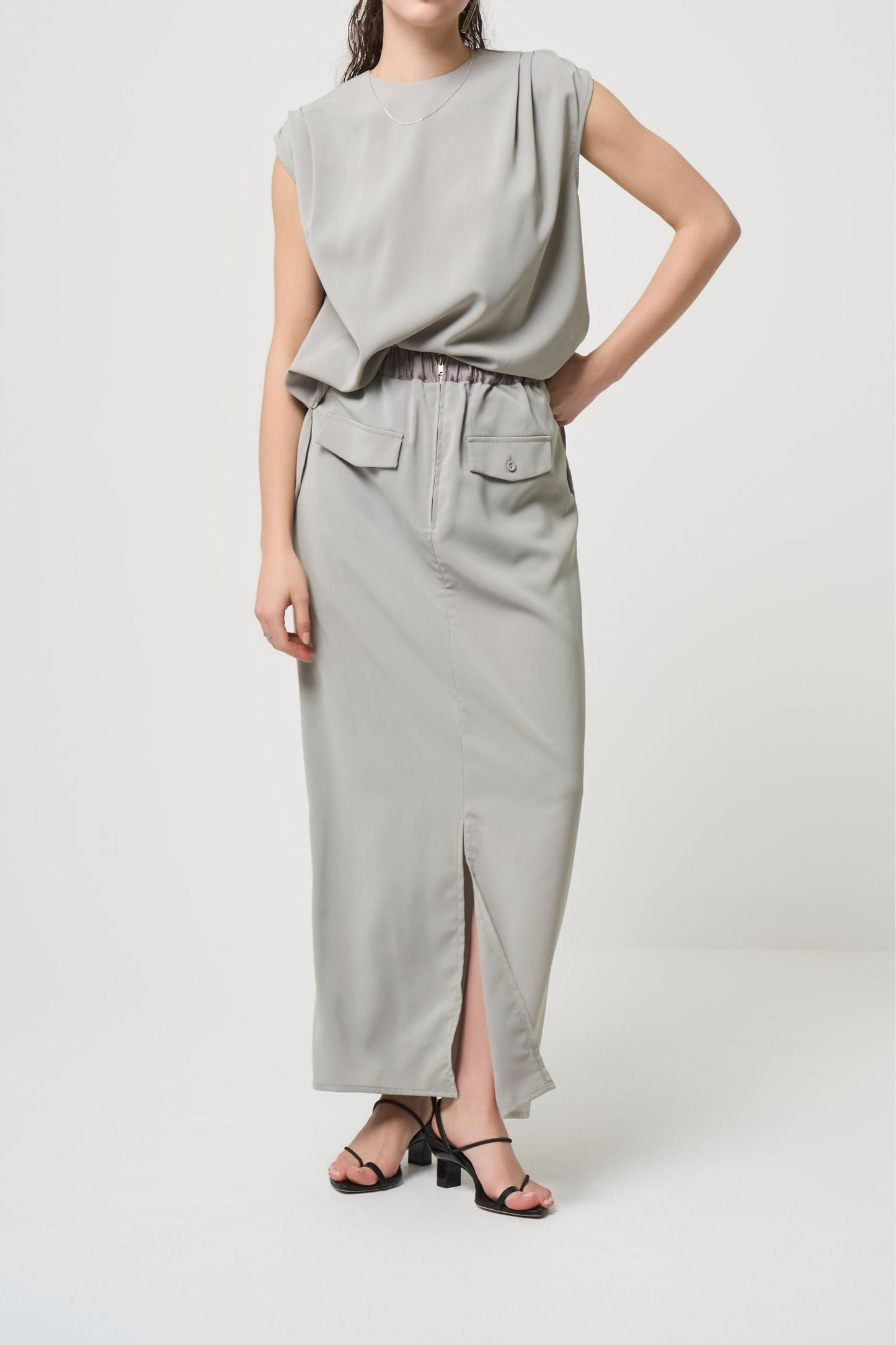 2way Long Straight Skirt - PISTACHIO GREEN