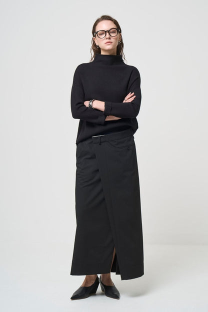 Bottle neck Knit - BLACK